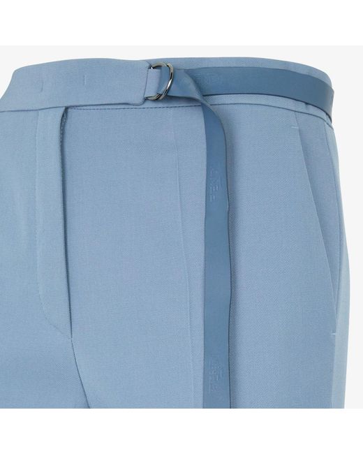 Fendi Blue Wool Gabardine Trousers