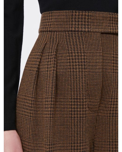 Max Mara Brown Pleated Checked Trousers