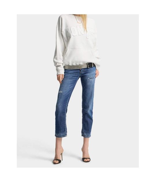 DSquared² White Iconique Relax Fit Crewneck Sweatshirt