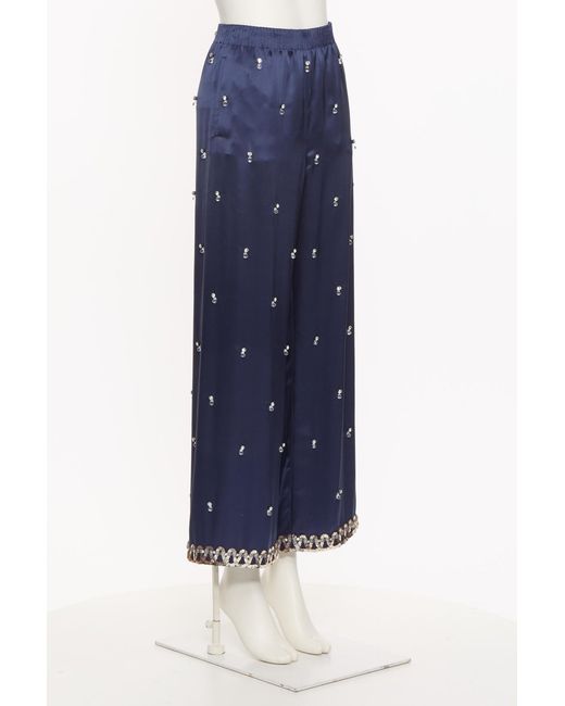 Valentino Blue Elastic Waist Casual Pants