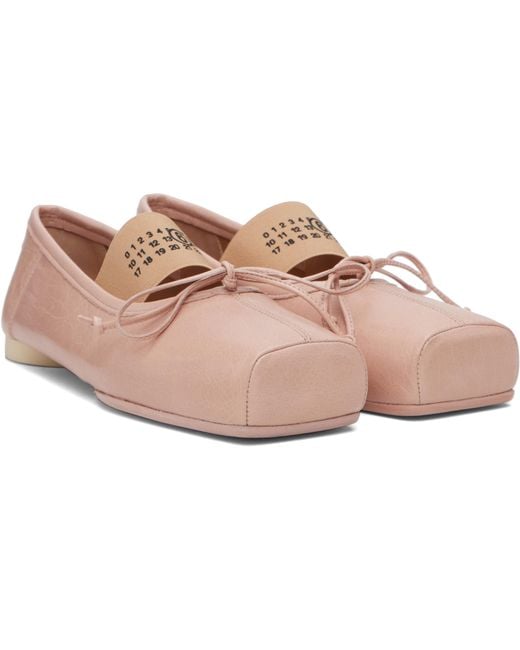 MM6 by Maison Margiela Pink Square-Toe Bow Ballet Flats