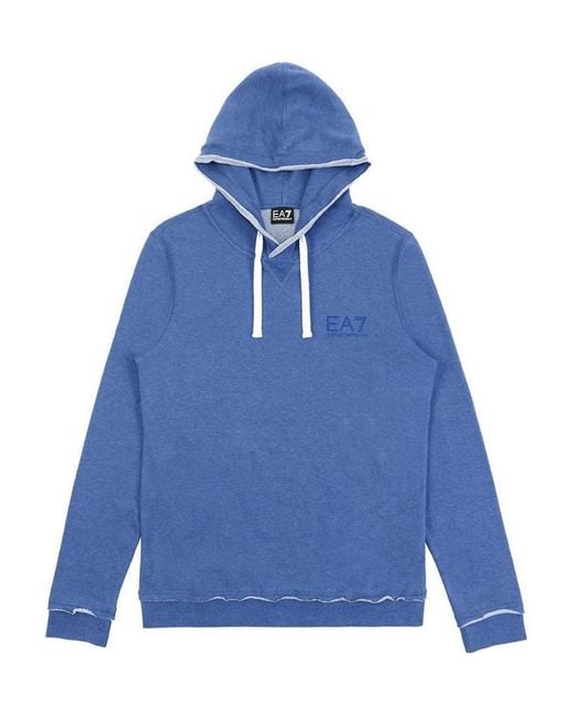 EA7 Blue Letter Printed Hooded Sweater for men