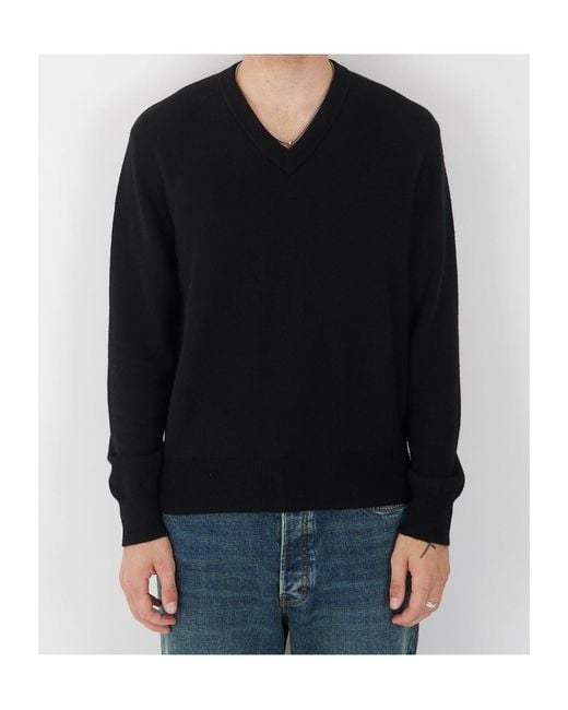 sunflower Black V-Neck Wool Knit Sweater for men