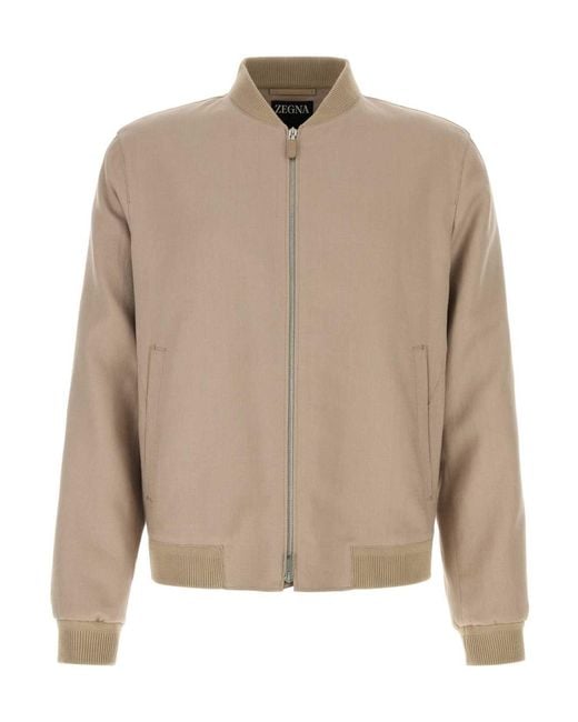 Zegna Natural Zip-Up Bomber Jacket for men