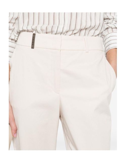 Peserico White Cuffed-Hem Trousers