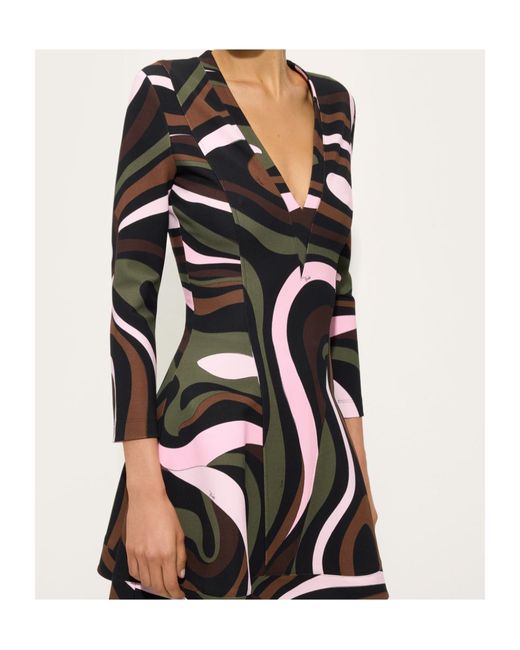 Emilio Pucci Black Marmo Print Compact Jersey Dress
