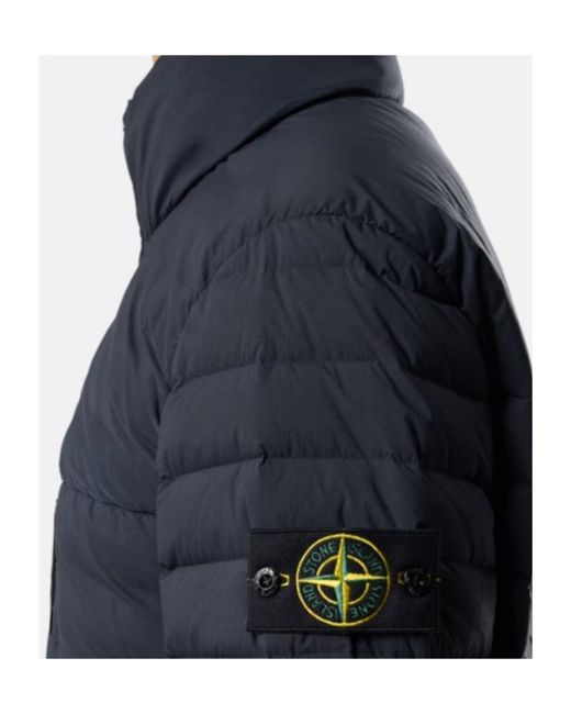 Stone Island Blue Hooded Padded Coat for men