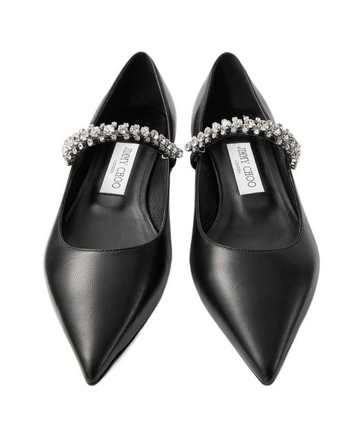 Jimmy Choo Black Bing Glittery Flat Shoes