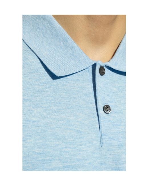 Theory Blue Goris Short-Sleeved Polo Shirt for men