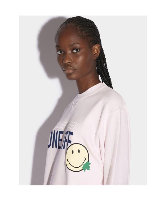 DSquared² Pink Slogan Print Crewneck Sweater