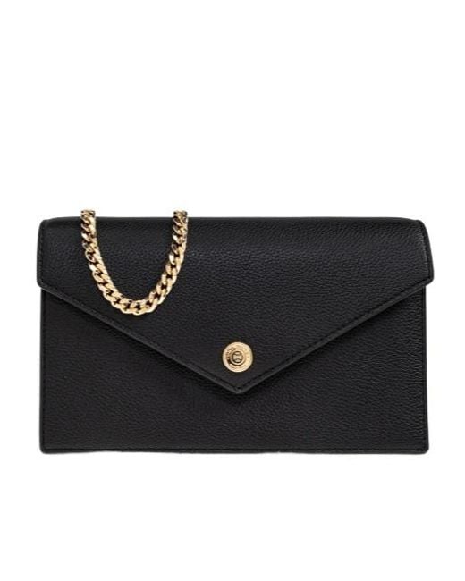 Tory Burch Black Grained Leather Envelope Clutch Bag