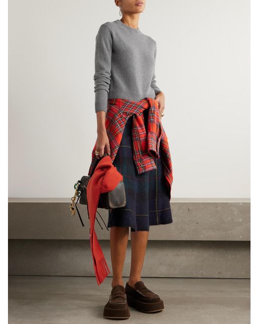 The Elder Statesman Gray Cashmere Short Sweater