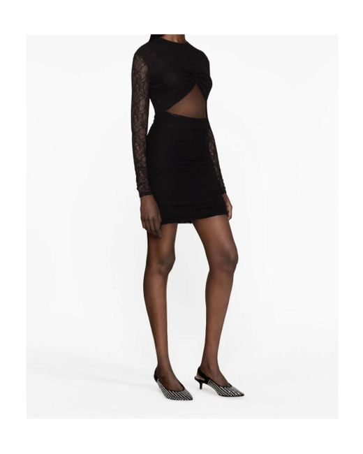 Philosophy Di Lorenzo Serafini Black Chantilly-Lace Ruched Minidress