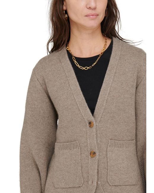 Khaite Natural V-Neck Knitted Cardigan