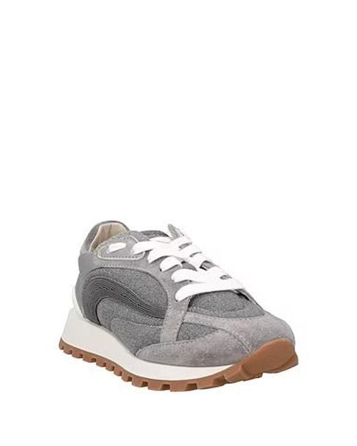 Brunello Cucinelli Gray Plain Colour Trainers
