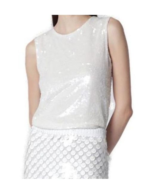 P.A.R.O.S.H. White P.A.R.O..H. Sequined Top