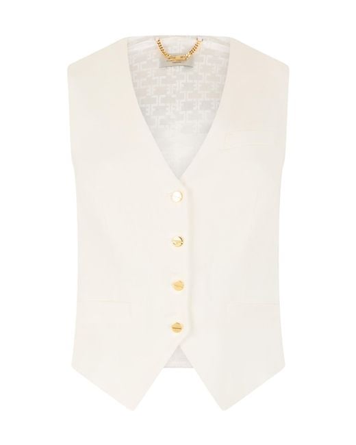 Elisabetta Franchi White V-Neck Vest