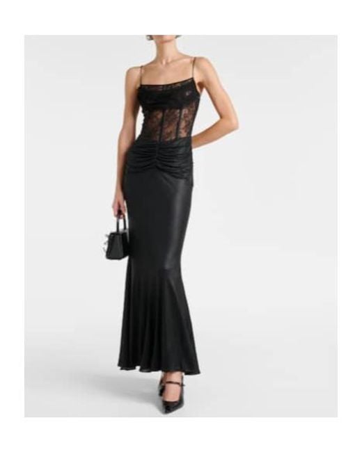 Alessandra Rich Black Laminated Jersey Maxi Dress