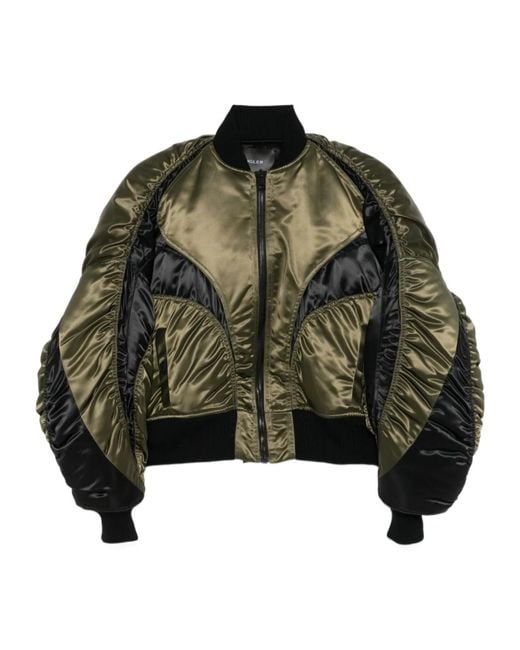 Mugler Green Satin Bomber Jacket