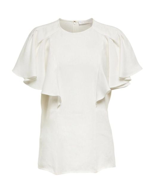 Chloé White Lotus Leaf Sleeve Blouse
