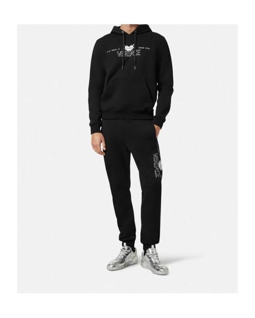 Versace Black Logo-Printed Sweatpants for men