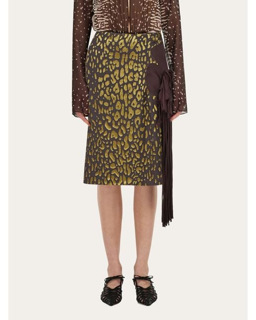Ferragamo Green Skirt With Flower Detail