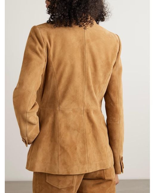 Nour Hammour Brown Double-Breasted Asymmetrical Suit Jacket