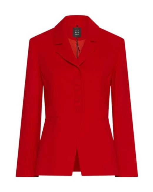 Marella Red Semi-Fitted Envers Satin Blazer