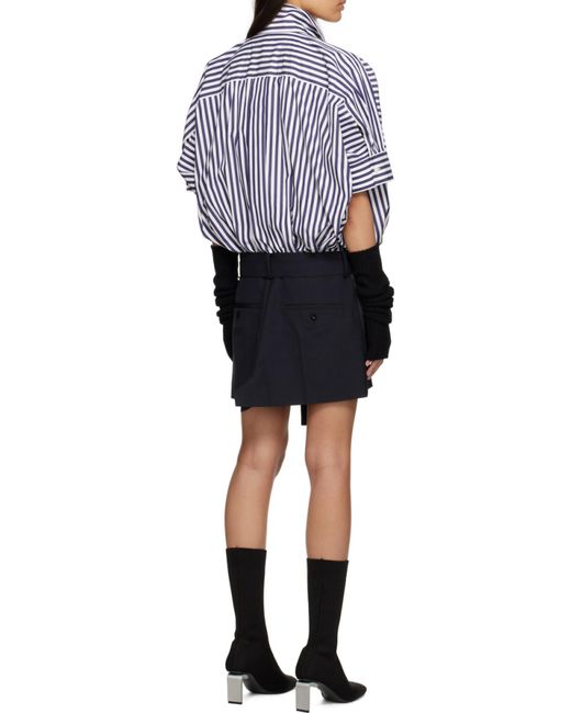 Sacai Blue Midi Cotton Poplin Dress
