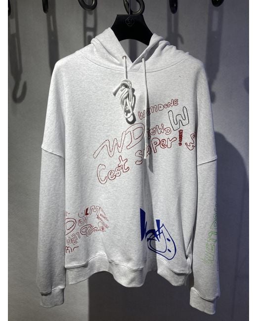 we11done White Graffiti Print Hoodie for men