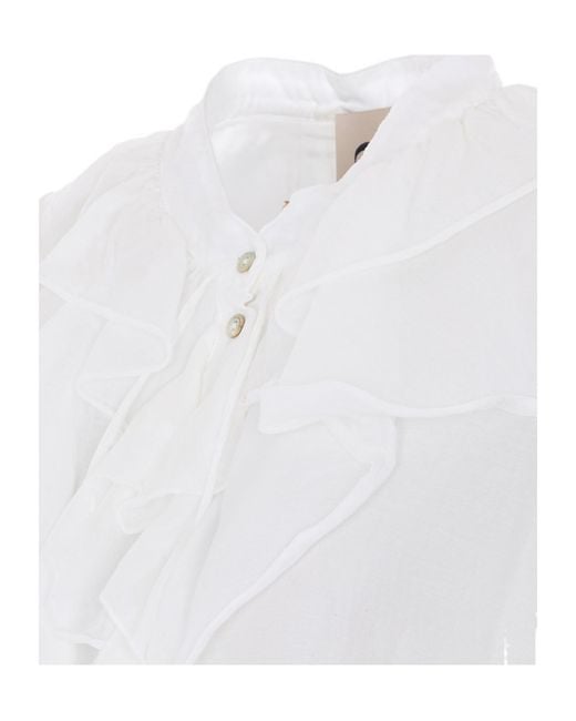 Aniye By White Ruffled Long-Sleeve Shirt