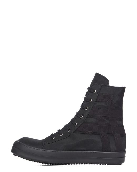 Rick Owens Black Lace-Up High-Top Casual Shoes for men