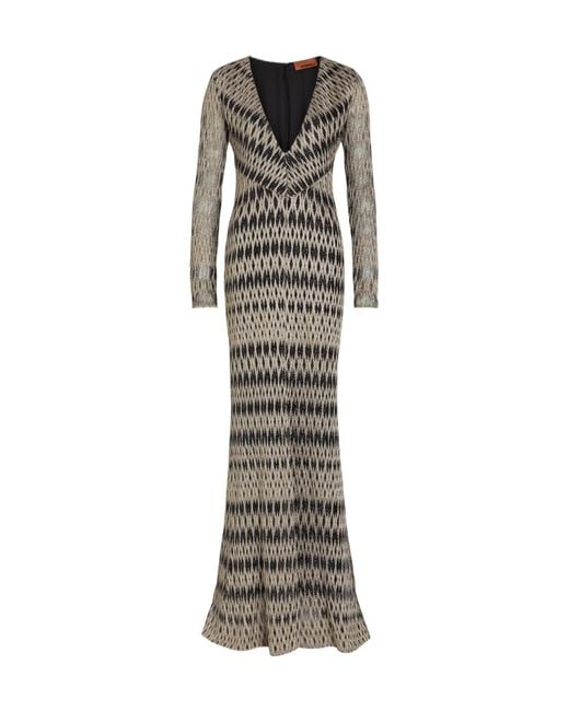 Missoni Gray V-Neck Textured Dress