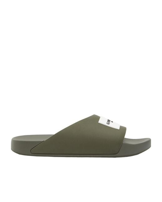 Givenchy Green Logo Rubber Sliders for men