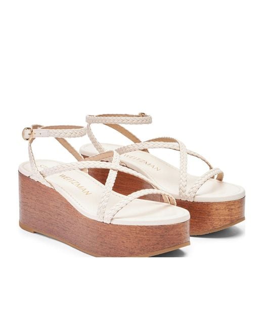 Stuart Weitzman Brown Wovette Wedge Sandals