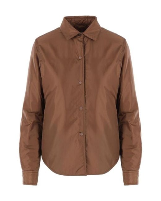 Aspesi Brown Buttoned Padded Shirt Jacket