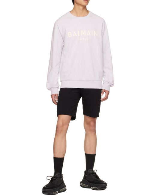 Balmain White Cotton Printed Logo Sweatshirt for men