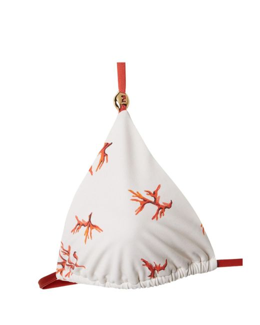Fendi Lycra Bikini Top With Coral Print in White | Lyst