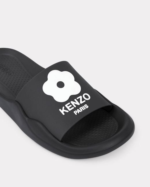 KENZO Black Logo Patch Open Toe Slides