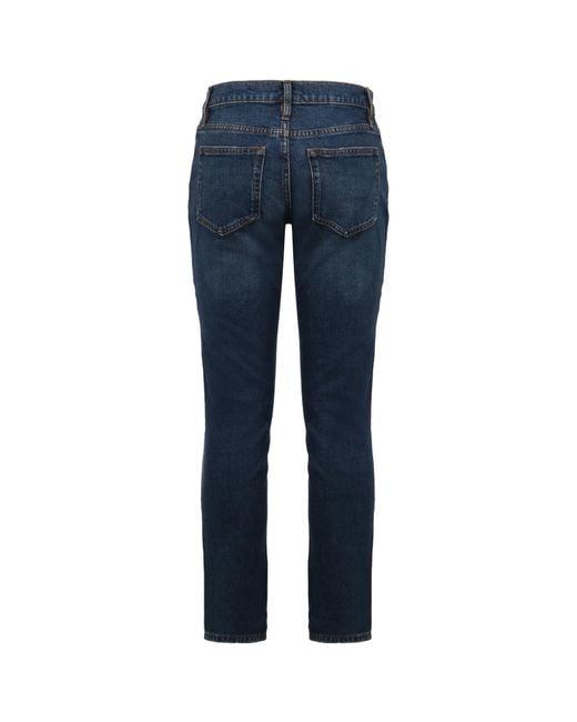FRAME Blue Le Garcon Mid Rise Cropped Jeans