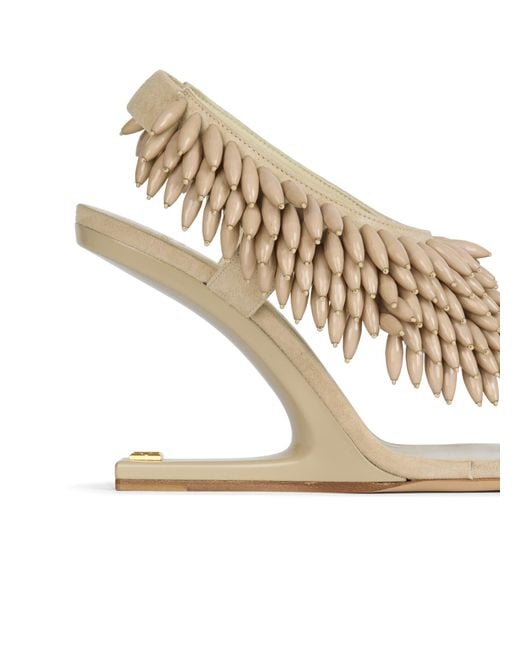 Balmain White No Wedge Embellished Sandals