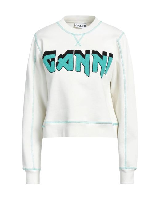 Ganni Blue Fashionable Versatile Solid Color Sweatshirt