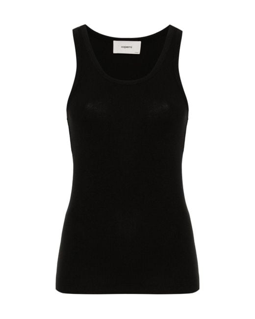 Coperni Black Logo Embroidered Ribbed Tank Top