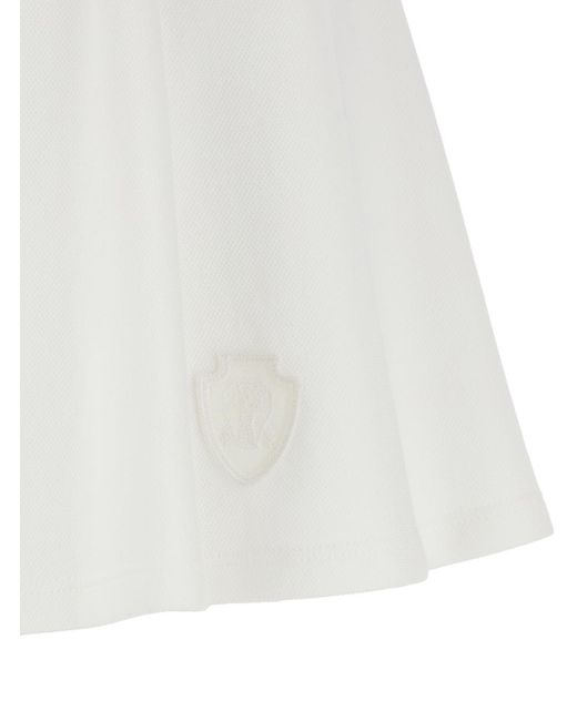 Brunello Cucinelli White Logo Detailed Pleated Skirt