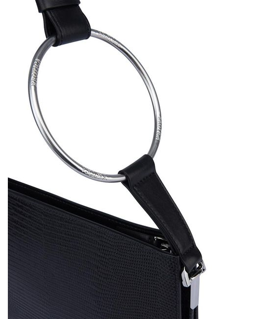Dondup Black Lizard-Effect Tote Bag