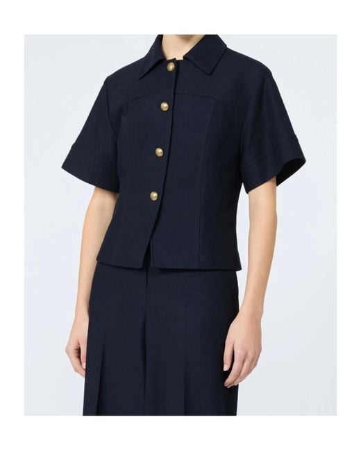 Max Mara Blue Cotton Slim-Fit Jacket