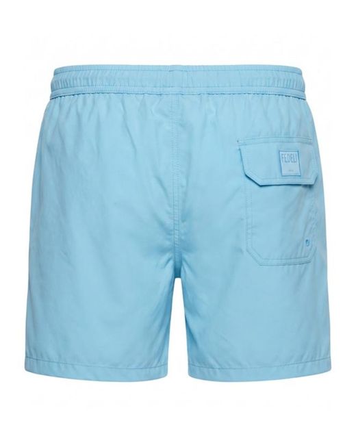 Fedeli Blue Drawstring Swim Shorts for men