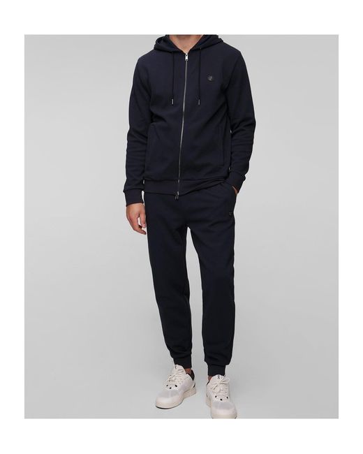 Boss Blue Boss Logo Patch Zipped Hoodie for men
