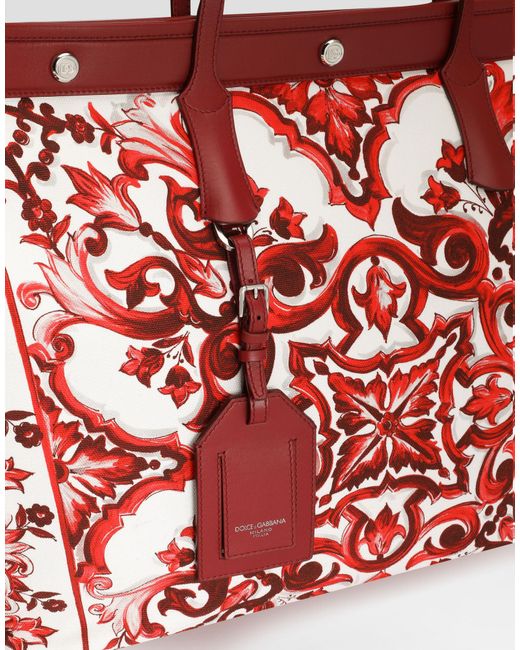 Dolce & Gabbana Red Atene Majolica Printed Tote Bag for men