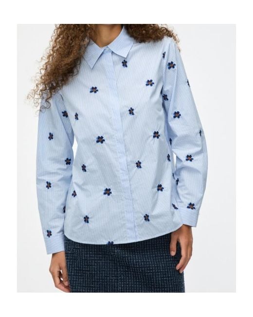 iBlues Blue Embroidered Shirt